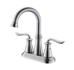 Drehbarer Badezimmer-Wasserhahn, gebürstetes Nickel, Badezimmer-Wasserhahn, drei Löcher, Waschbecken-Wasserhahn