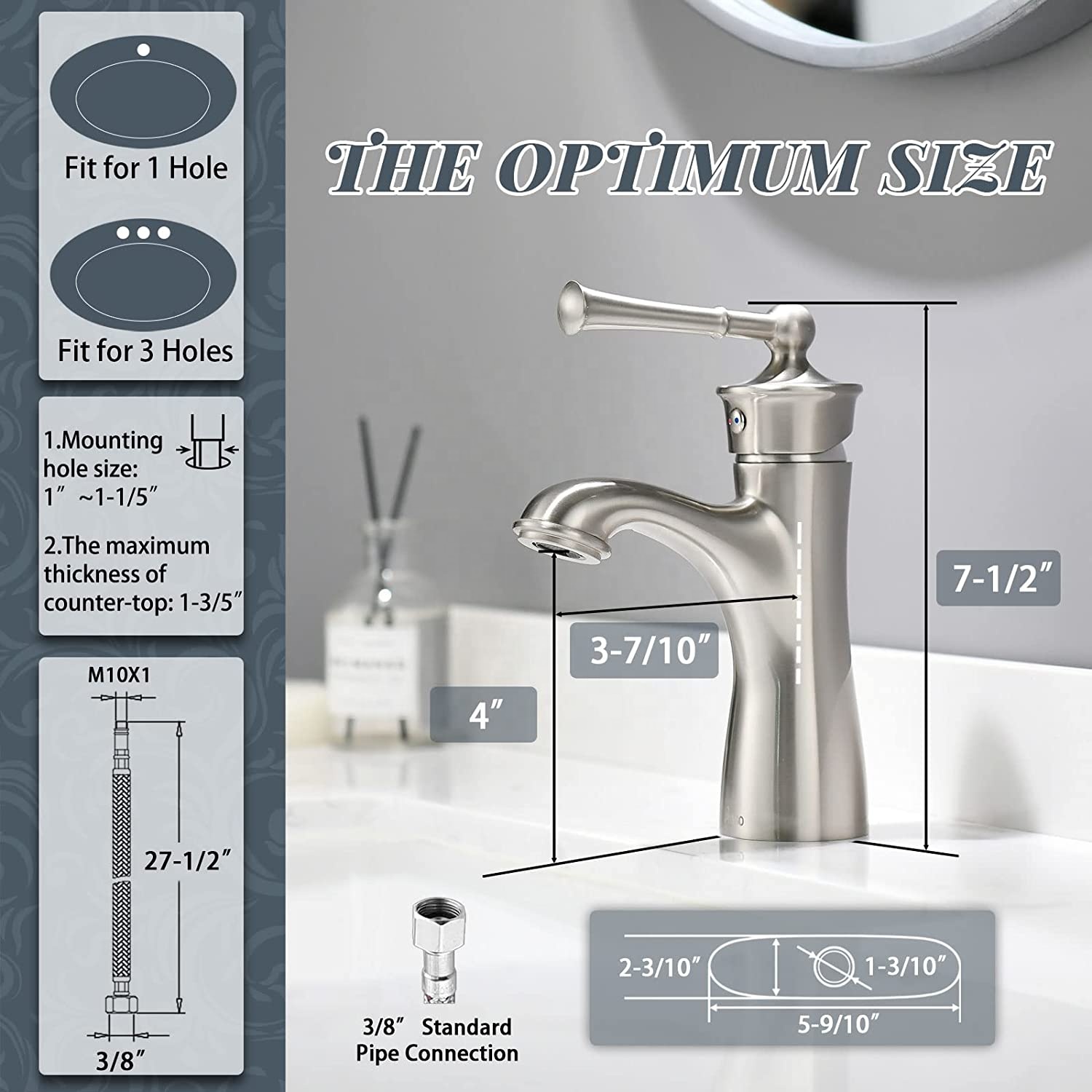 Upc Badezimmerarmatur Einhand-Silber-Badezimmer-Waschtischmischer-Hahn-Waschtischarmatur