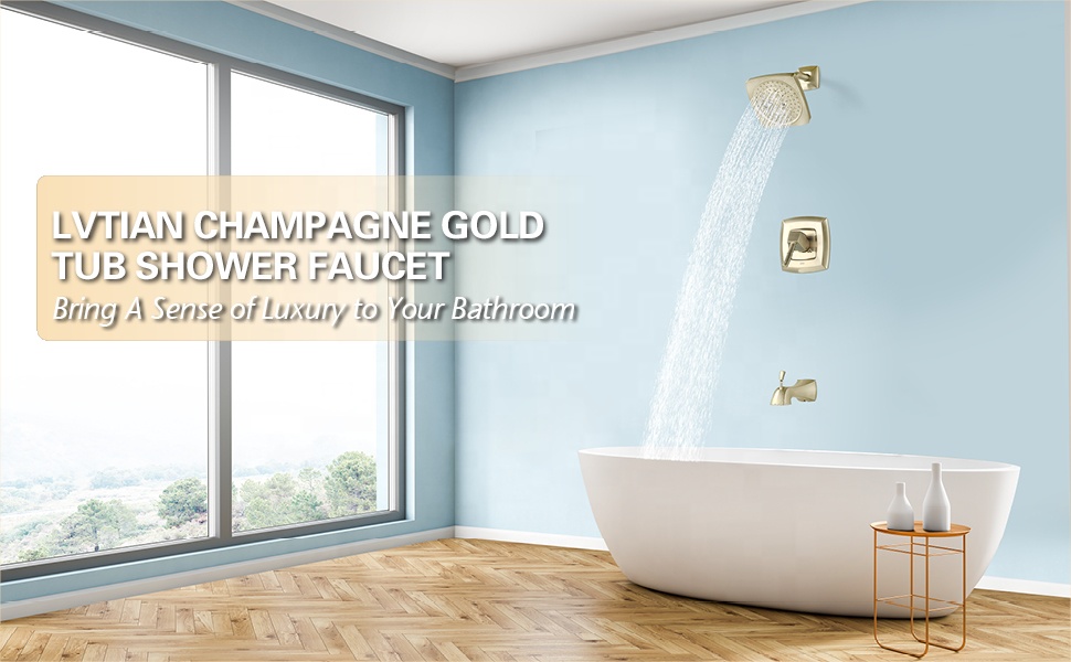 UPC-Duscharmatur im Vintage-Stil, verdeckte Badewannen- und Regendusche, Wasserhahn für Badezimmer, gebürstetes Gold, Badewannenarmatur