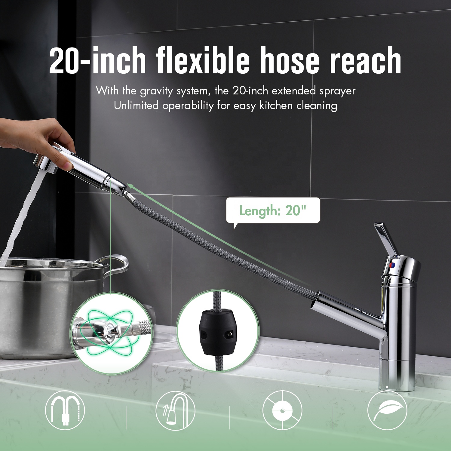 Zeitgenössischer Chrom-Küchenarmatur Deck montiert Leitungswasserreiniger Küchenarmatur