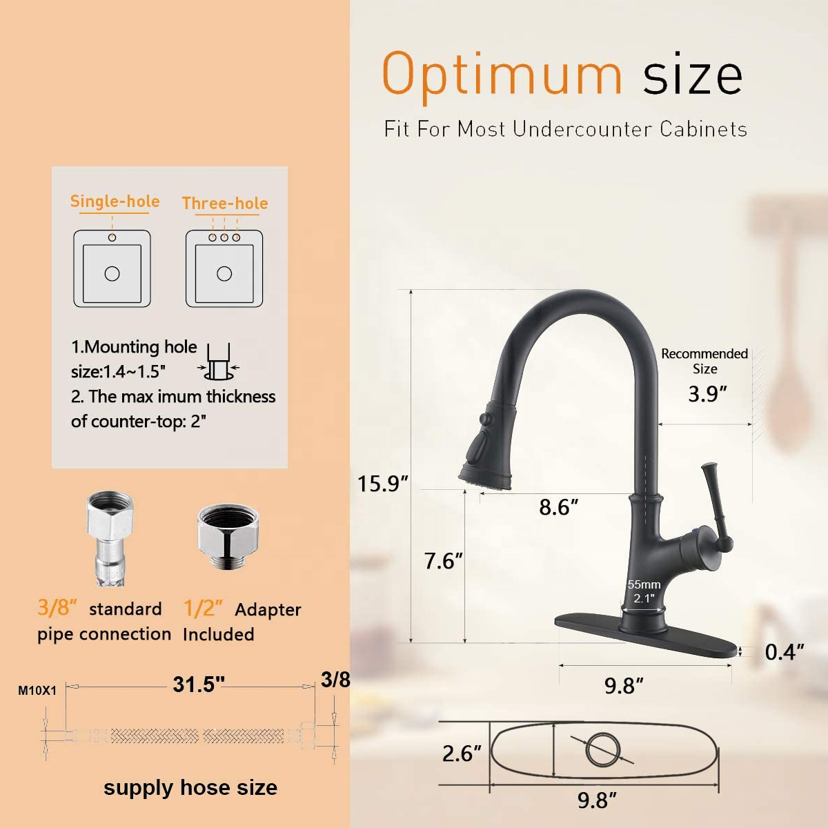 Küchenmischer Wasserhahn OEM Küchenarmatur Hersteller CUPC Zertifizierter Küchenarmatur im klassischen Stil zum Herunterziehen