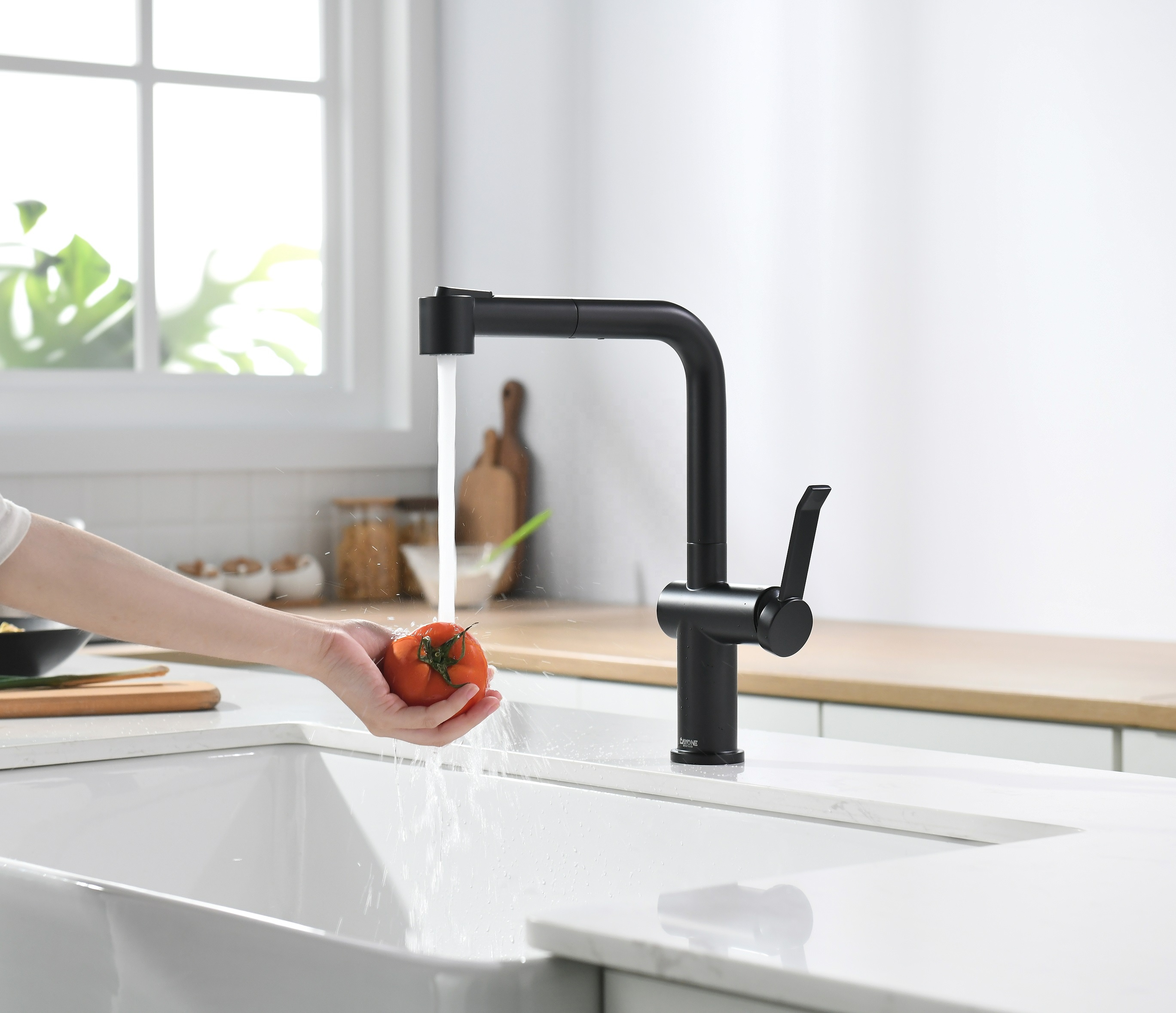 APS251-MB Küchenarmatur mit Brausehahn Edelstahl 304 mattschwarzer Zug-Küchenarmatur