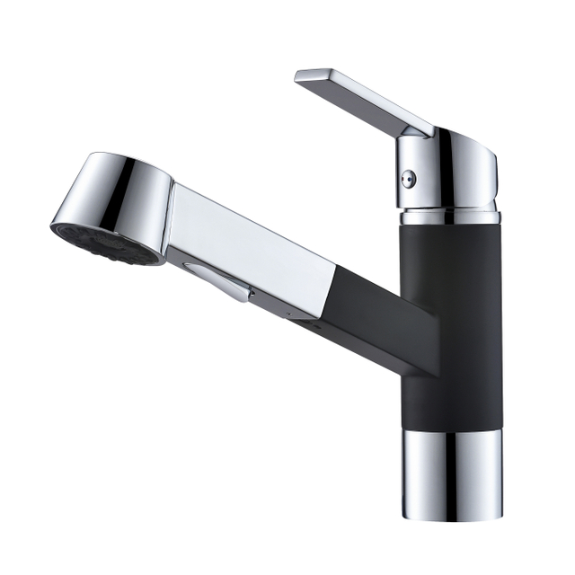 China Modern Commercial Chrome Black Pull Out Küchenarmatur 