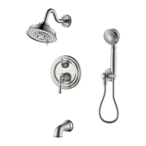 Handbrause Wannenhahn Duscharmatur aus gebürstetem Nickel