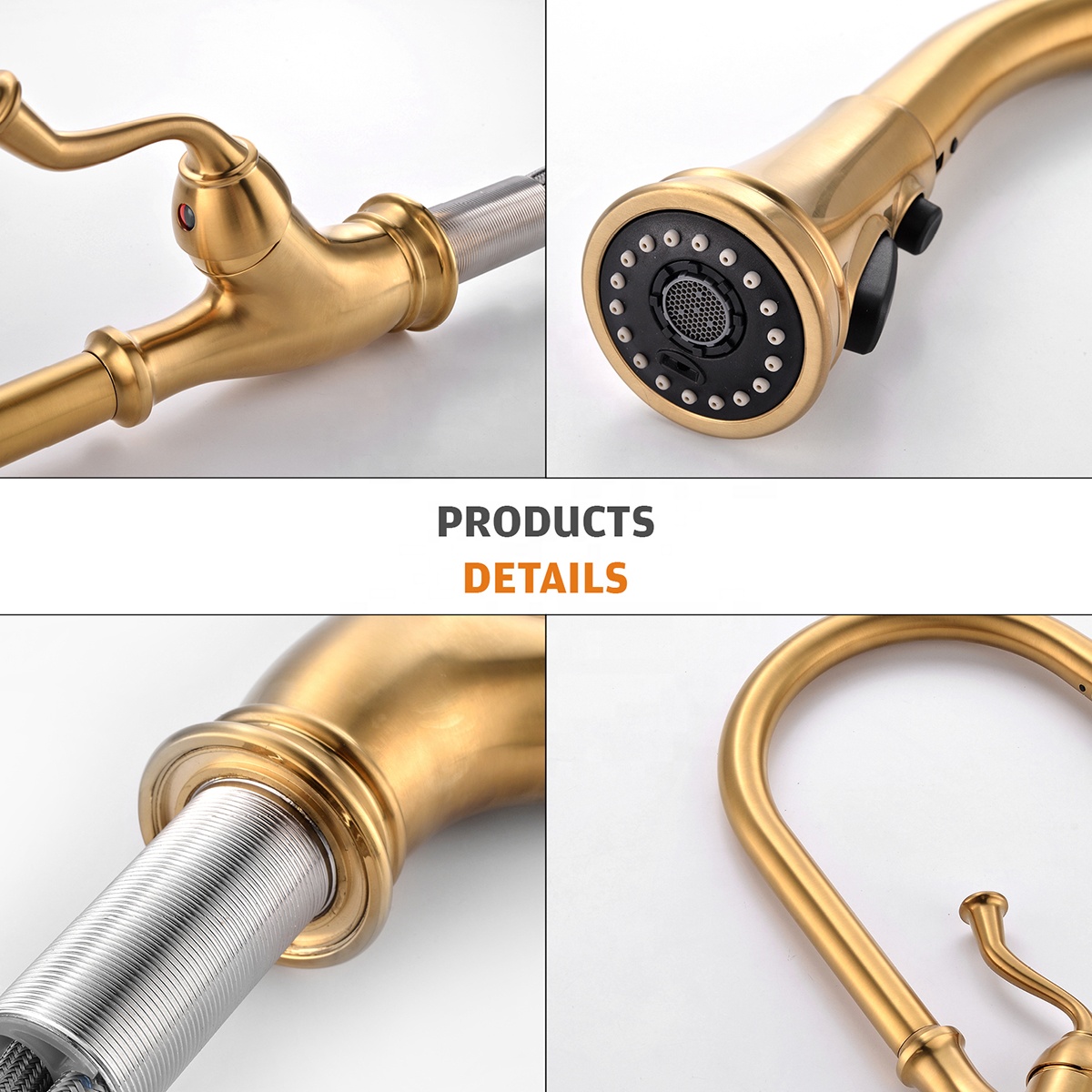 Traditionelle Pull-Down-Küchenmischer Messing Küchenspüle Wasserhahn Gold Wasserhahn Küche
