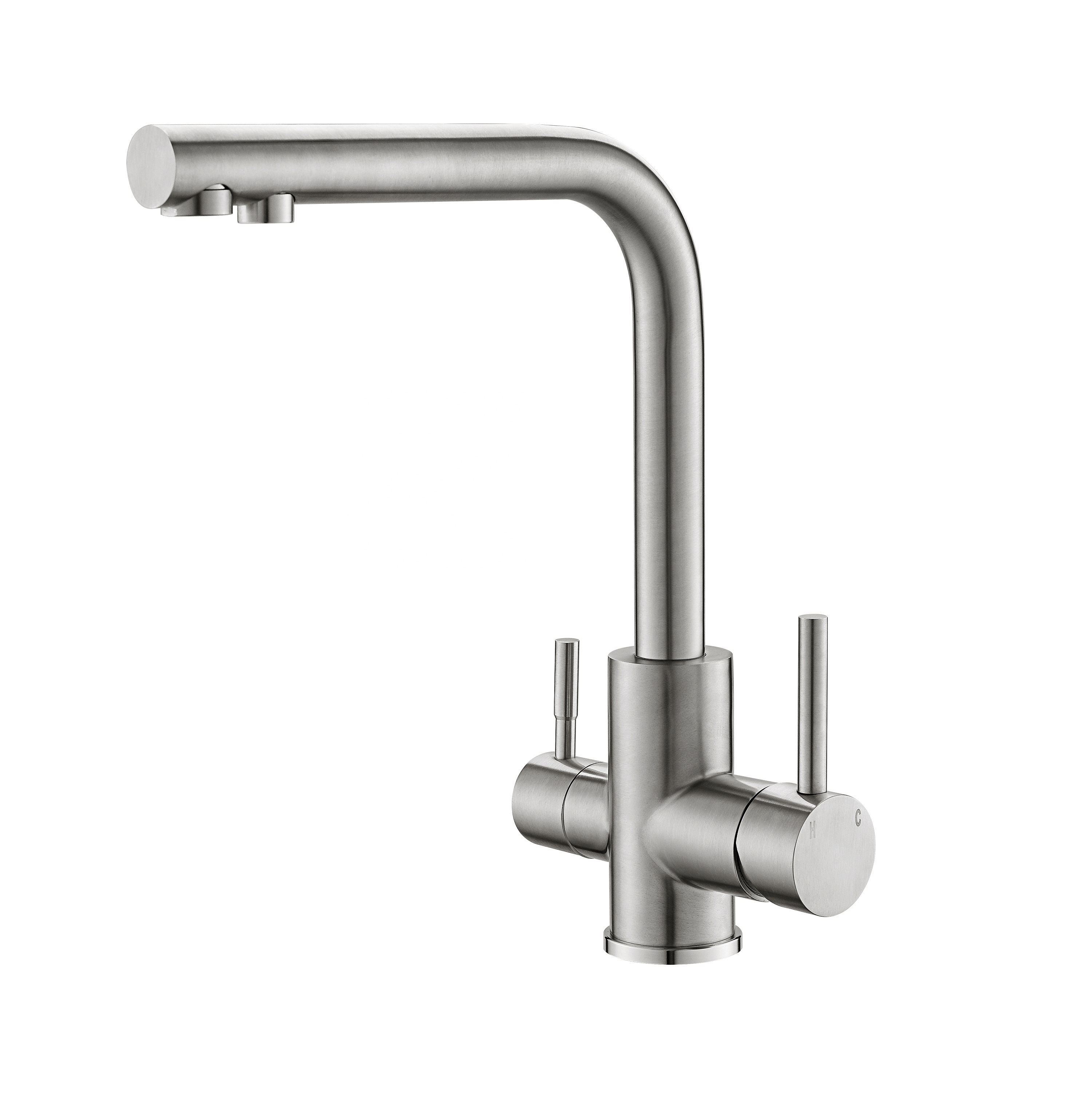 Küchenspüle Wasserhahn Dual Griffe Wasserfilter Wasserhahn Küche Edelstahl Küchenarmatur