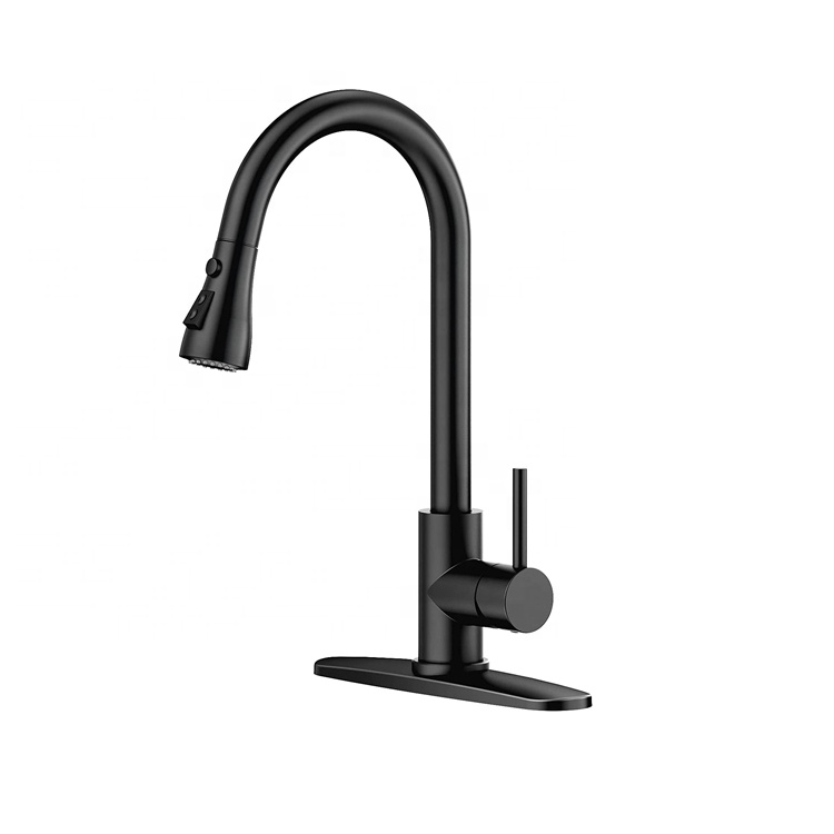LVTIAN APS247 Küchenarmaturen aus mattschwarzem Edelstahl 304 mit ausziehbarem Auslauf