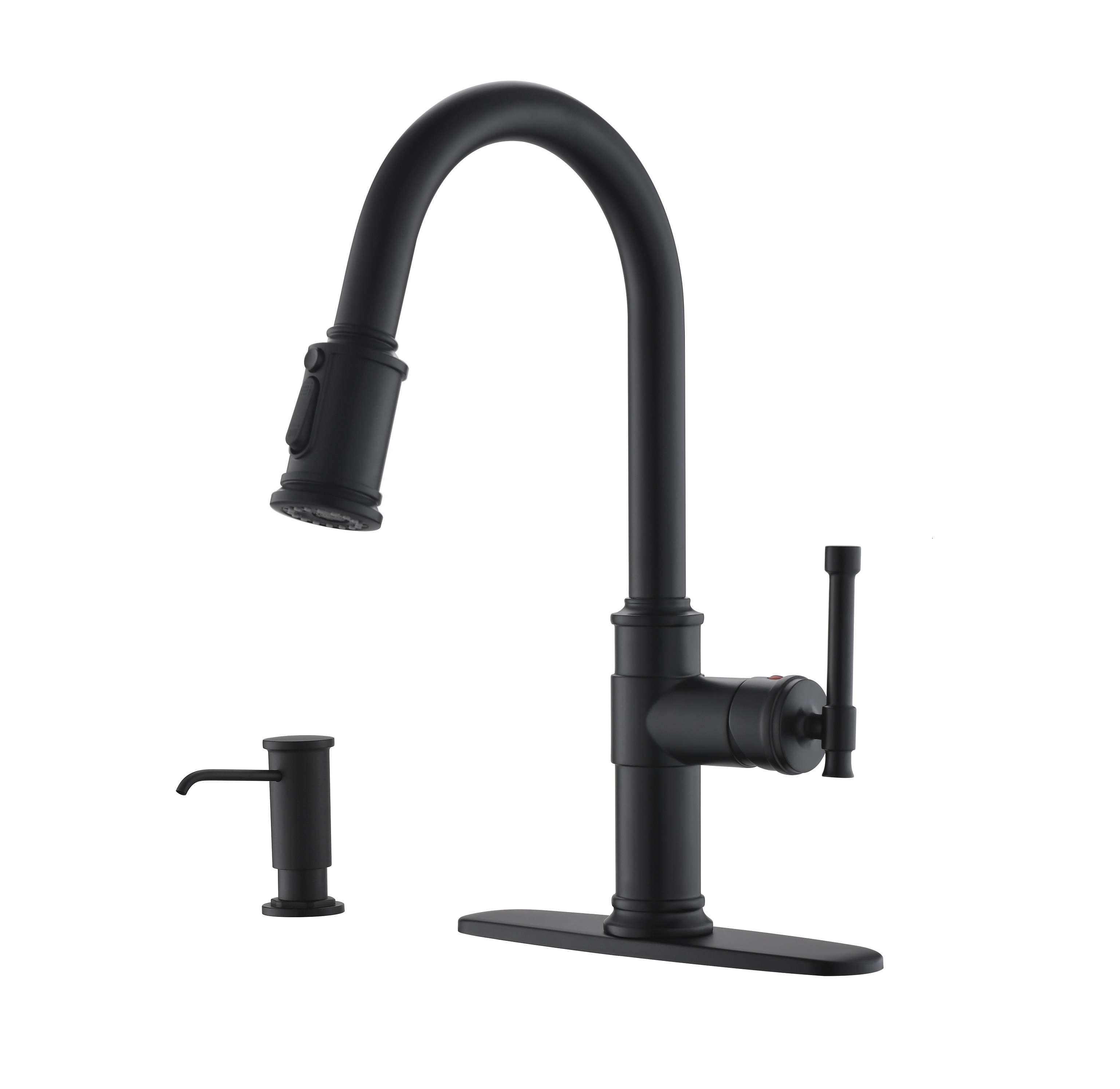 Wasserspender Wasserhahn Drei-Wege-Küchenmischer Wasserhahn Mattschwarz Ausziehbarer Spray-Spülbecken-Hahn