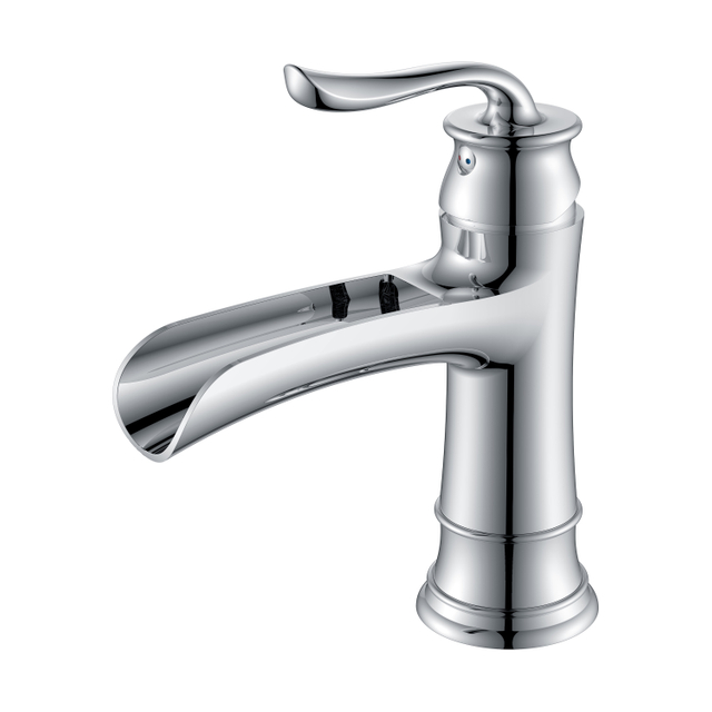 Chrom-Wasserfall-Badezimmerarmatur Antiker Einloch-Badezimmerarmatur