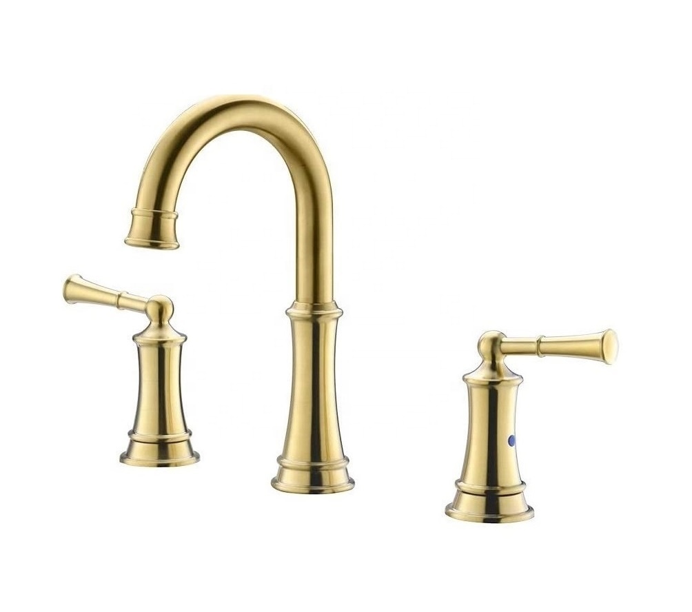 3-Loch-Klassiker-Waschtischarmatur, goldfarben, Badezimmerarmaturen, Waschbecken-Wasserhahn für Badezimmer