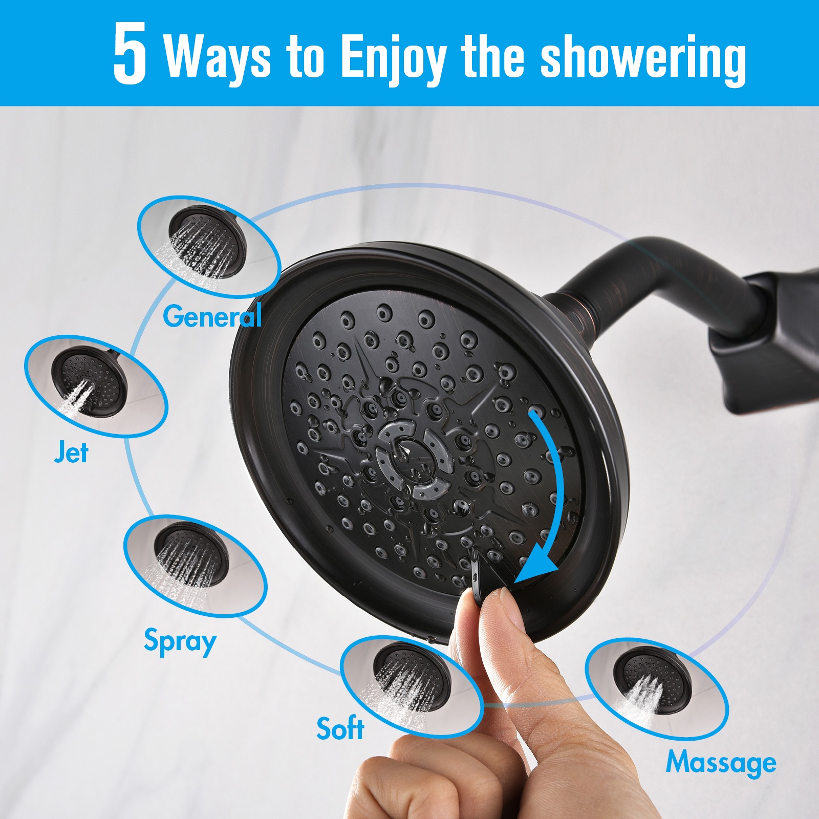 Einfache klassische schwarze Duscharmatur Wandmontage Duschsystem Regenhahn Duschset