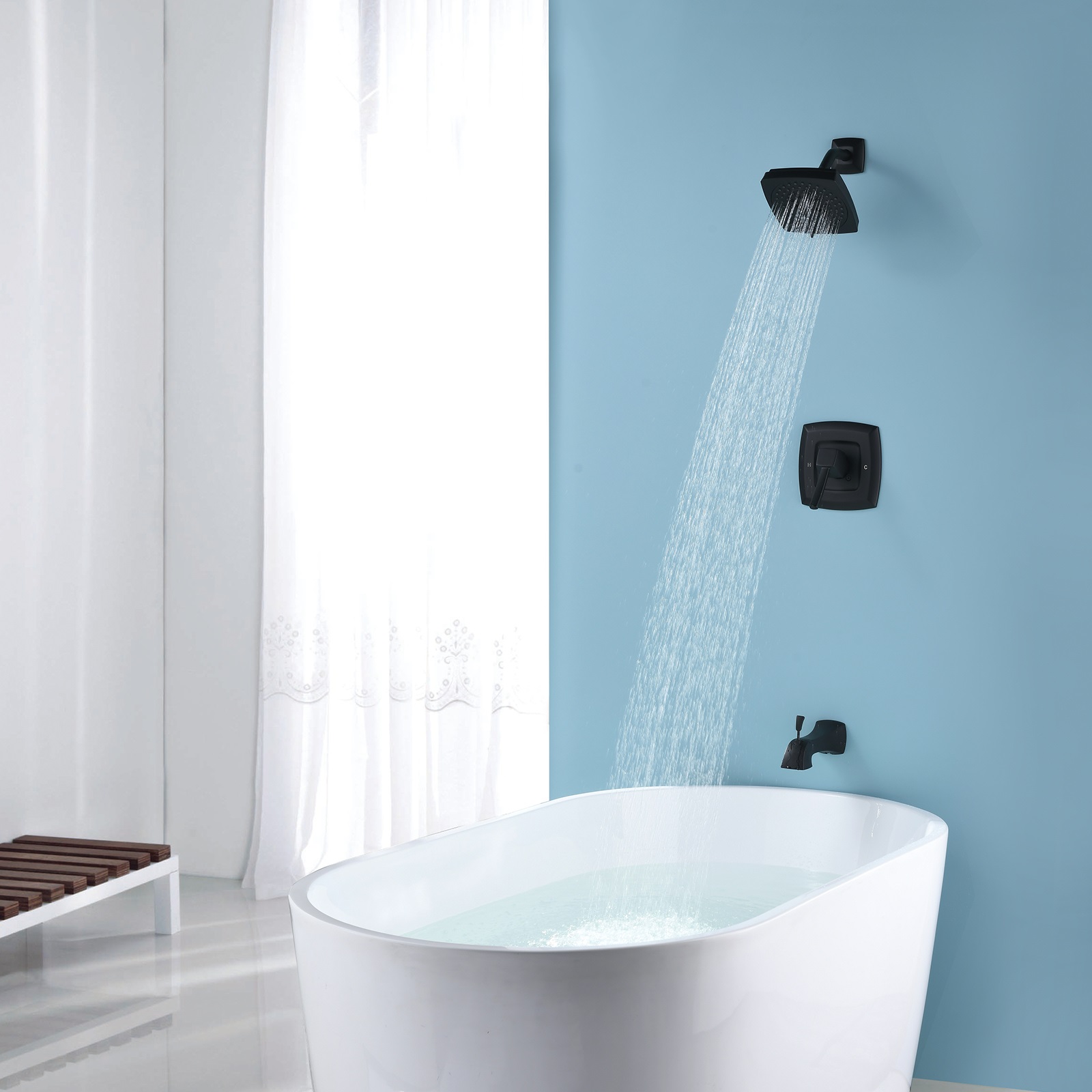 Schwarze Duschmischbatterien Upc Schwarzer Wasserhahn Badezimmerteile Duscharmatur Set Quadratischer Duschhahn